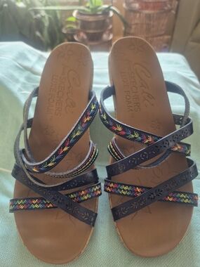 Skechers Women's Navy Multi-Accent Strappy Sandals
